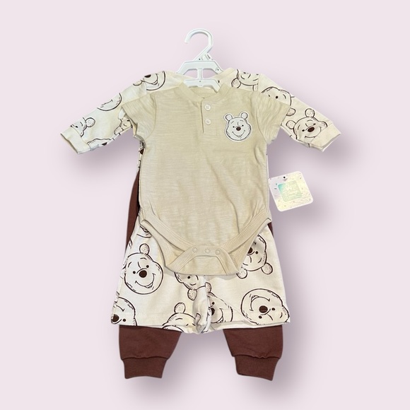 Disney Other - NWT Disney Baby Winnie The Pooh Tan And Brown Four Piece Set Size 3/6 Months